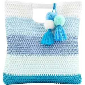 Mud Pie womens Mud Pie Women’s Bright Straw Tote(Blue)