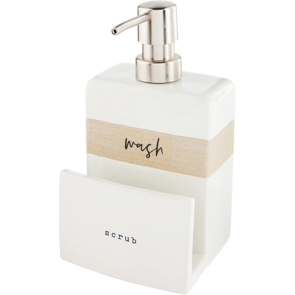 image:imageMud Pie Stoneware Soap Sponge Holder WhiteCream 7 x 4