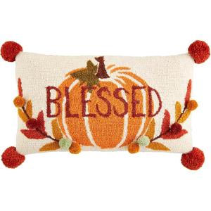 Mud Pie Holiday Dog Hooked Wool Pillow, 12″ x 21″, Blessed