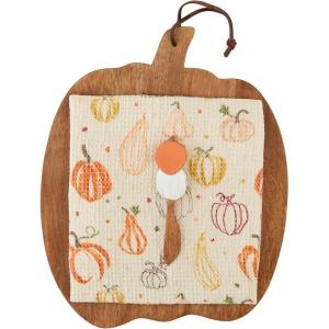 Mud Pie Pumpkin Board Set, Pumpkin Print, board 13″ x 11″ | spreader 5 1/2″ | towel 24″ x 16″