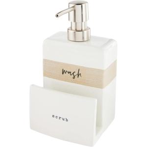 Mud Pie Stoneware Soap Sponge Holder, White/Cream, 7″ x 4″