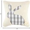 Mud Pie Check Bunny Hooked Pillow, 16″ x 16″