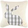Mud Pie Check Bunny Hooked Pillow, 16″ x 16″