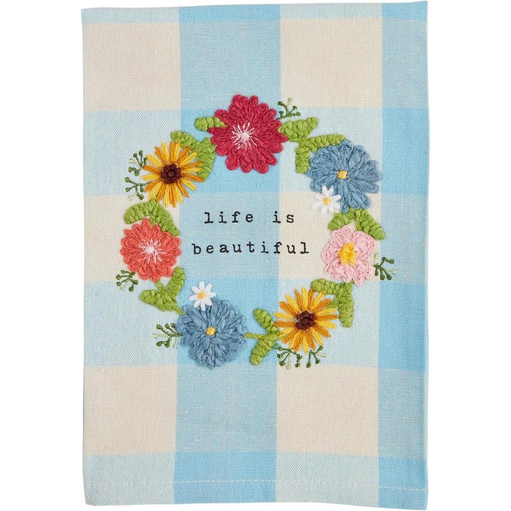 image:imageMud Pie Life Embroidered Towel 21 x 14