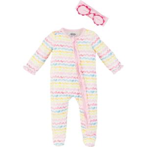 Mud Pie Baby Girl Sleeper & Headband Set(Rainbow)