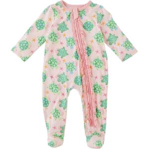 Mud Pie Baby Girls Bamboo Sleeper(Pink Turtle)