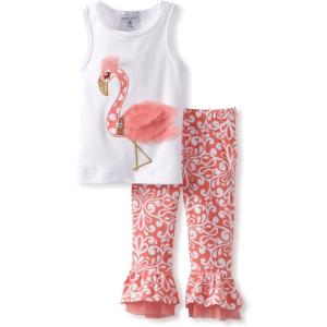 Mud Pie Baby-Girls Newborn Flamingo Top and Pants Set(Multi)