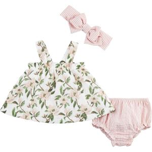 Mud Pie Girls Pinafore & Headband Set(Magnolia)