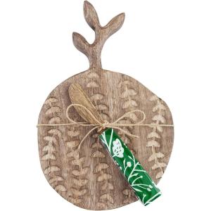 Mud Pie Mini Indigo Carved Board Set, Round, 6.5″ x 9.5″