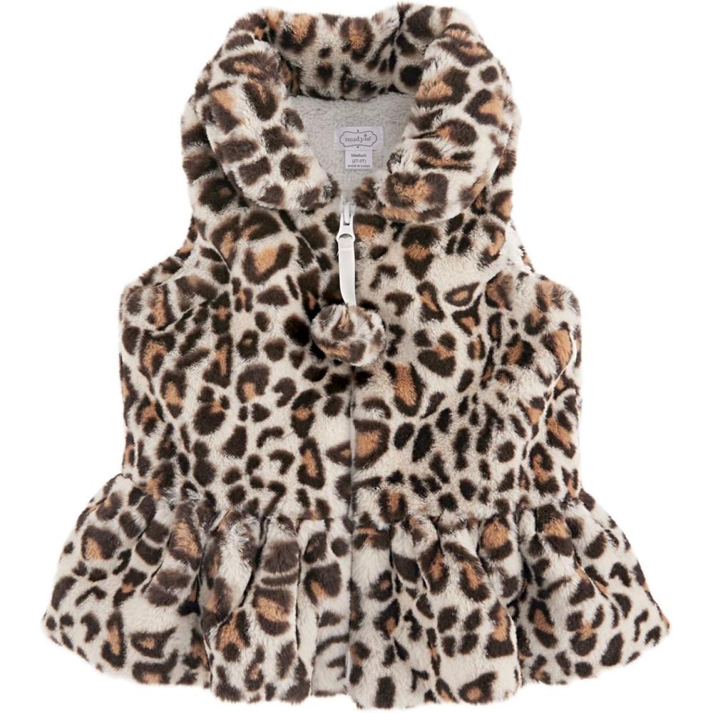 image:imageMud Pie baby girls IVORY FAUX LEOPARD VEST