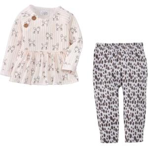 Mud Pie Baby Girls’ Poodle Leopard 2 Pc Set(Pink)