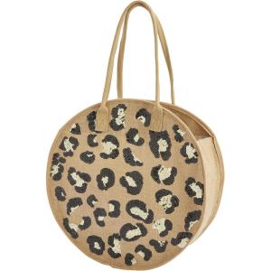 Mud Pie Leopard Jute Tote(Tan)