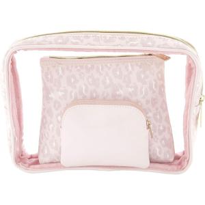 Mud Pie Women’s Leopard Nesting Pouches(Blush)