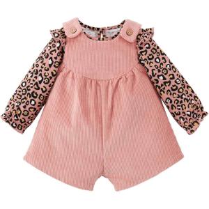 Mud pie baby-girls Leopard Overall Short Set(Pink)