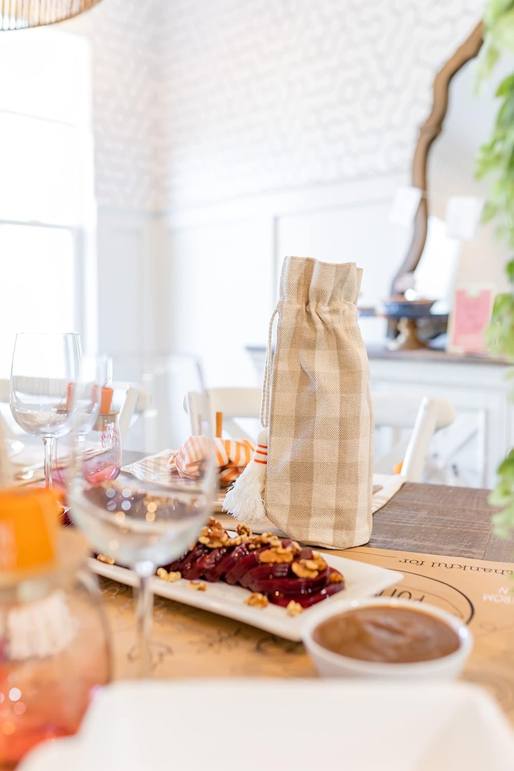 image:imageMud Pie Thanksgiving Wine Bag Buffalo Check