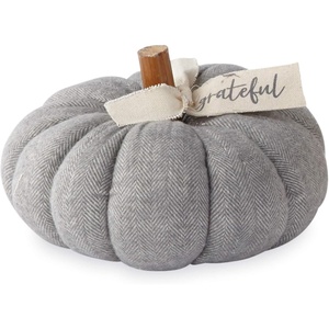 Mud Pie Grey Small Cotton Pumpkin, 5″ x 8″ Diameter