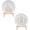 Mud Pie Spring Plate On Easel, Cross; 7″ dia(Church)