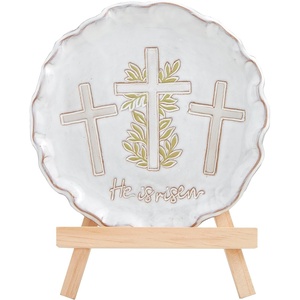 Mud Pie Spring Plate On Easel, Cross; 7″ dia(Cross)