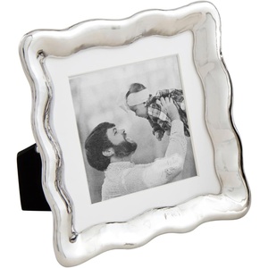 Mud Pie Square Wavy Metal Mini Frame; 5″ X 5″