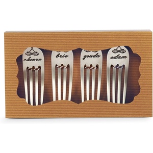 Mud Pie Pewter 4 Piece Cheese Marker Set, 3 1/2″ x 1 1/8″