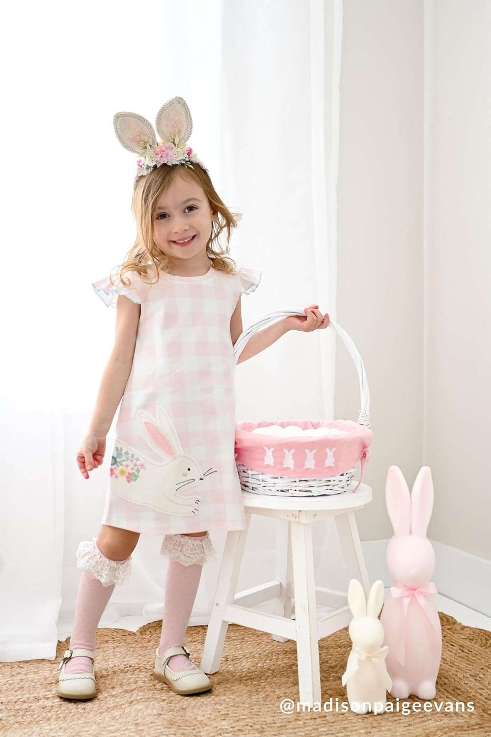 image:imageMud Pie Baby Girls Mud Pie Bunny Check Tshirt DressPink