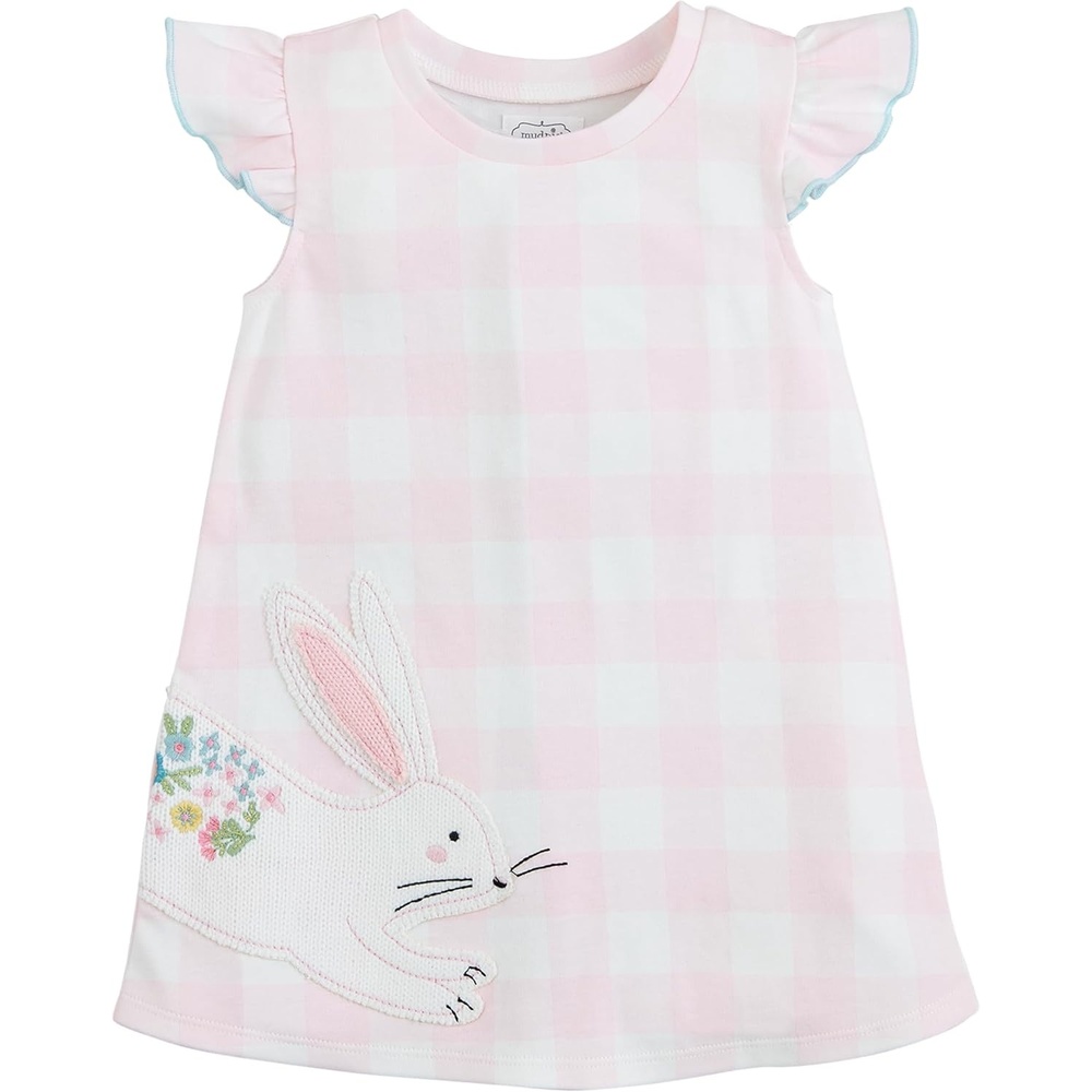 image:imageMud Pie Baby Girls Mud Pie Bunny Check Tshirt DressPink