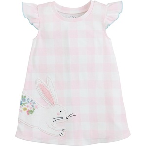 Mud Pie Baby Girls’ Mud Pie Bunny Check Tshirt Dress(Pink)