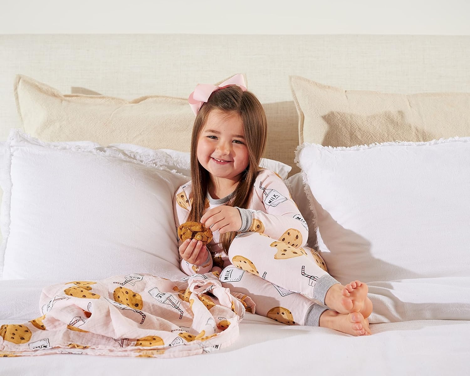 image:imageMud Pie Baby Girls Milk and Cookies Pajama SetPink