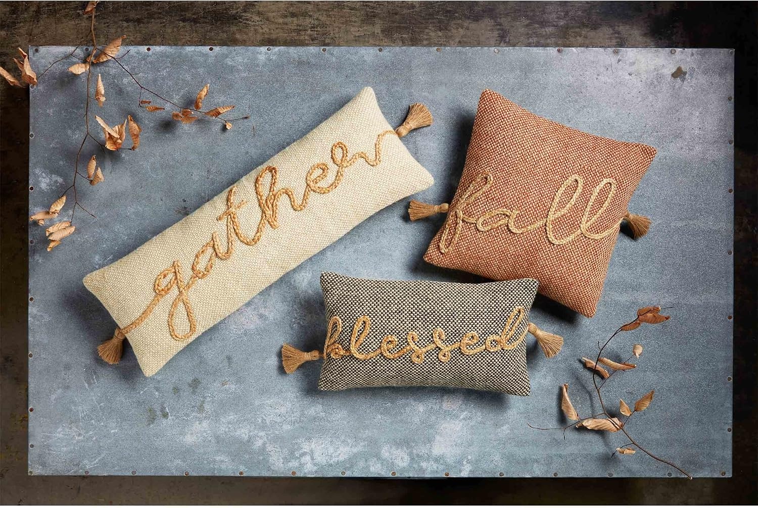 image:imageMud Pie Fall Tassel Pillow 18 x 18 BlessedBlessed