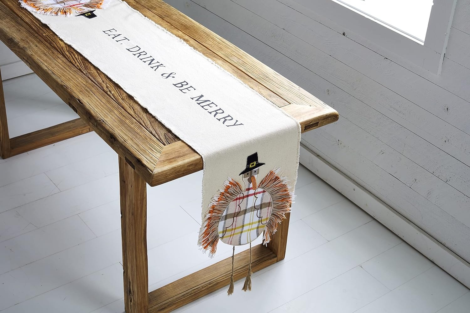 image:imageMud Pie Thanksgiving Turkey Leg Table Runner Cream 70 x 145