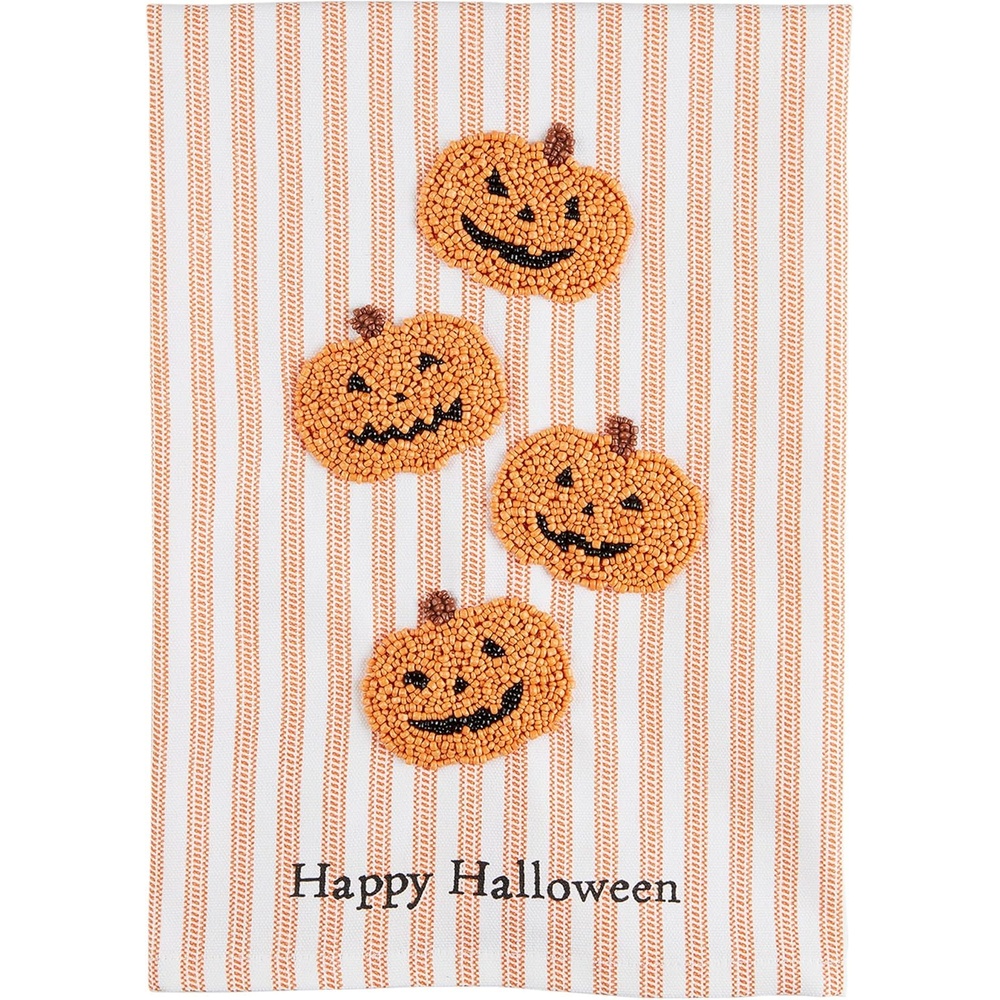 image:imageMud Pie Halloween Bead Towel Pumpkin 26 x 14