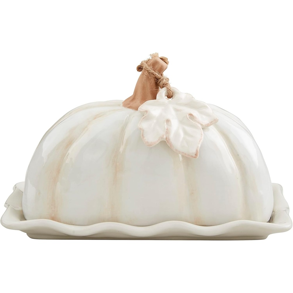 image:imageMud Pie White Pumpkin Butter Dish 4 14 x 7 12