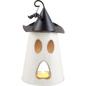 Mud Pie Halloween Tin Lanterns, Ghost, 10.5″ x 5.5″(10.5in x 5.5in)