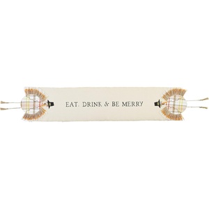 Mud Pie Thanksgiving Turkey Leg Table Runner, Cream, 70″ x 14.5″