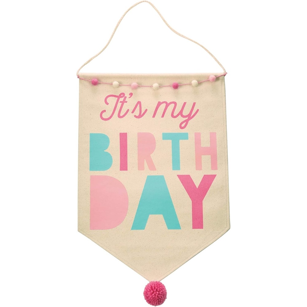 image:imageMud Pie Girl Birthday Canvas Banner Pink