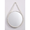 Mud Pie Large Beaded Wood Wall Mirror, White, 28″ x 20″