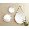 Mud Pie Large Beaded Wood Wall Mirror, White, 28″ x 20″