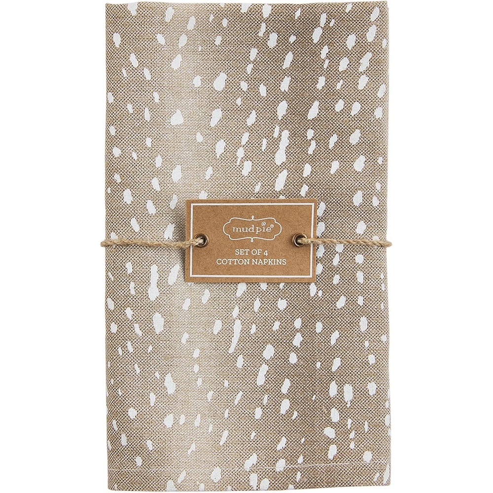 image:imageMud Pie Animal Print Cloth Napkin Set Fawn 18 x 18Fawn