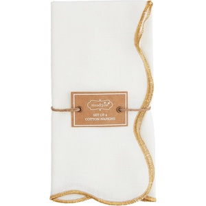 Mud Pie Gold Scallop Cloth Napkins; 18″ x 18″